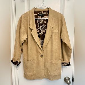 Vintage 90s Cowboy style Camel Suede suit Blazer